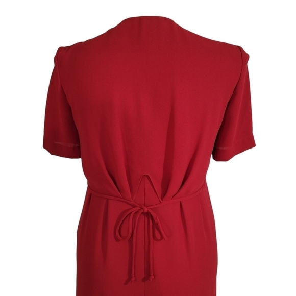 Liz Claiborne Vintage 80s Red Button Pleated Dress - Picture 5 of 8